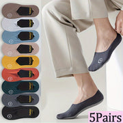 Men's Summer Breathable Mesh Boat Socks Pack of 5 Non-Slip Casual Sports Nylon Spandex