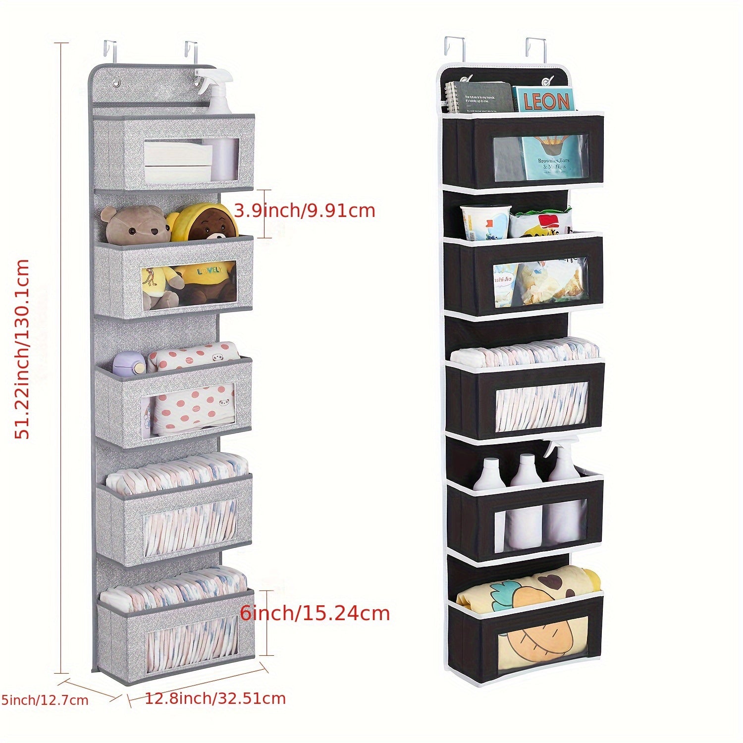 Wall Mounted Organizer Storage with 2 Metal Hooks for Wardrobe Closet Bathroom Kitchen