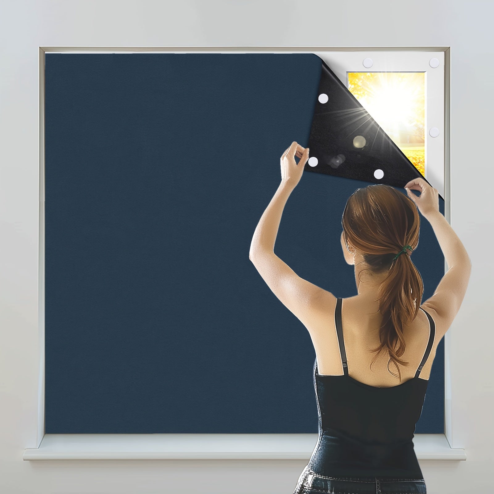 Blackout Curtains Set for Windows Portable Room Darkening Blinds for Bedroom Living Room