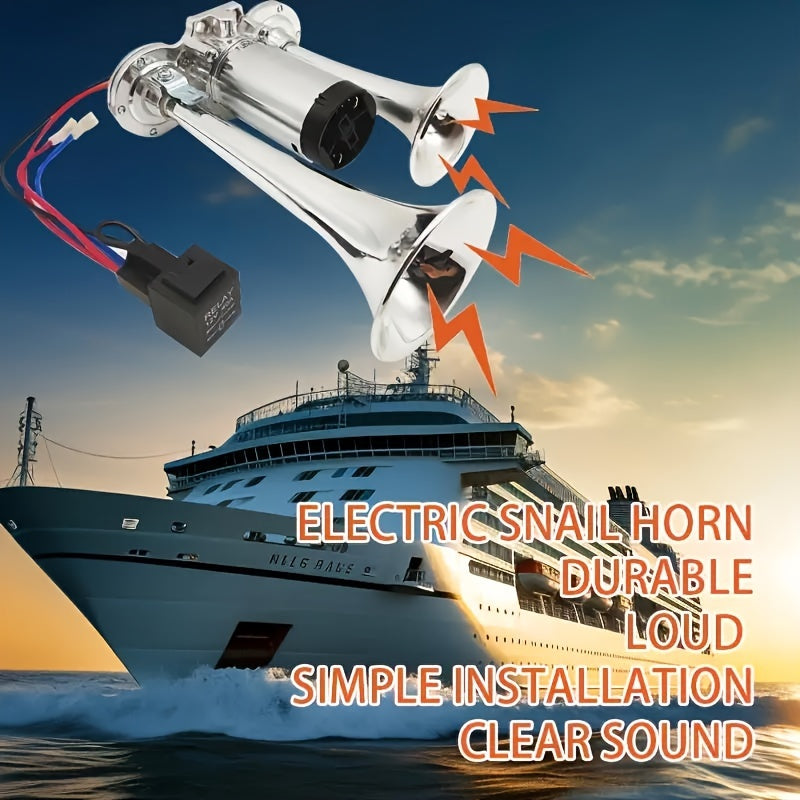 Universal Dual Air Horn System for 12V Vehicles with Compressor