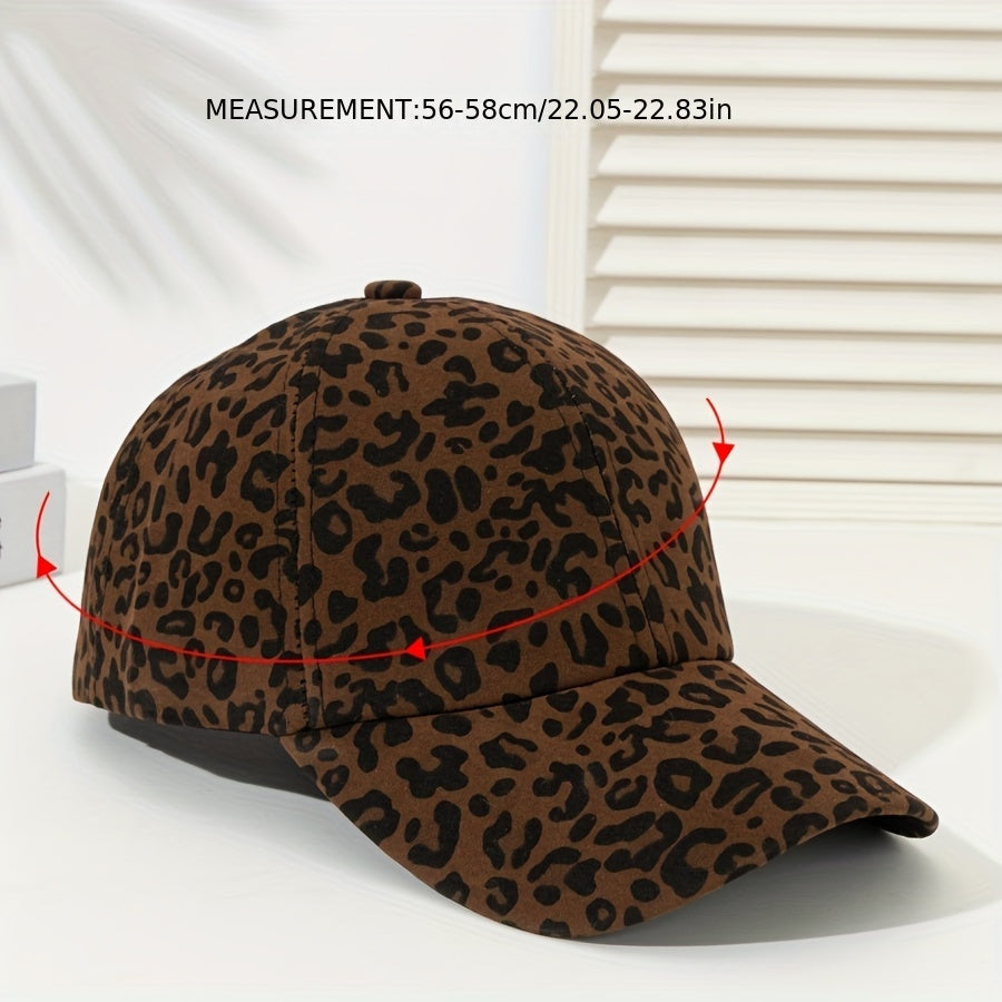 Unisex Leopard Print Baseball Cap with Flat Brim Lightweight Polyester Vintage Style