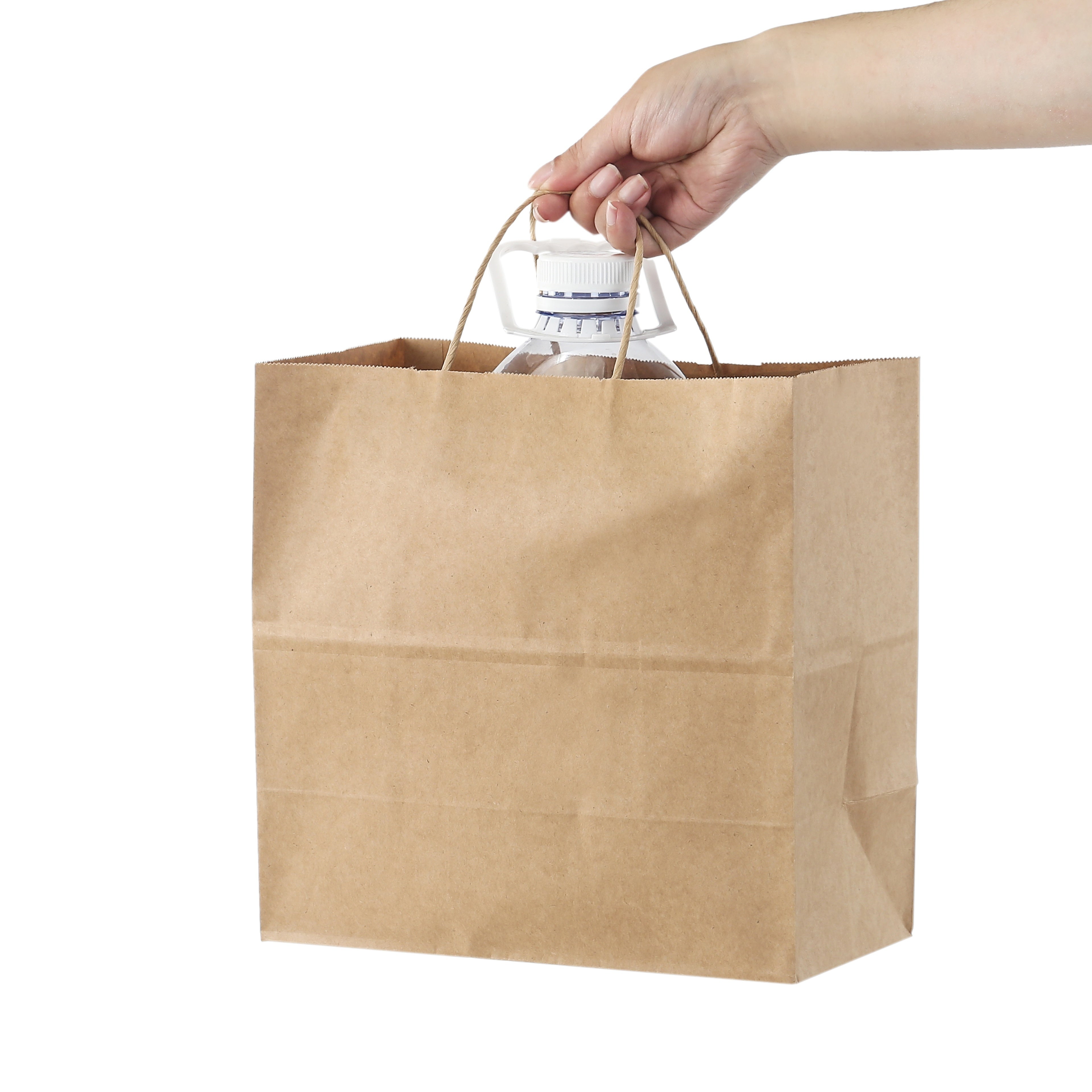 100pcs Brown Kraft Paper Bags with Twine Handles for Shopping and Gifts