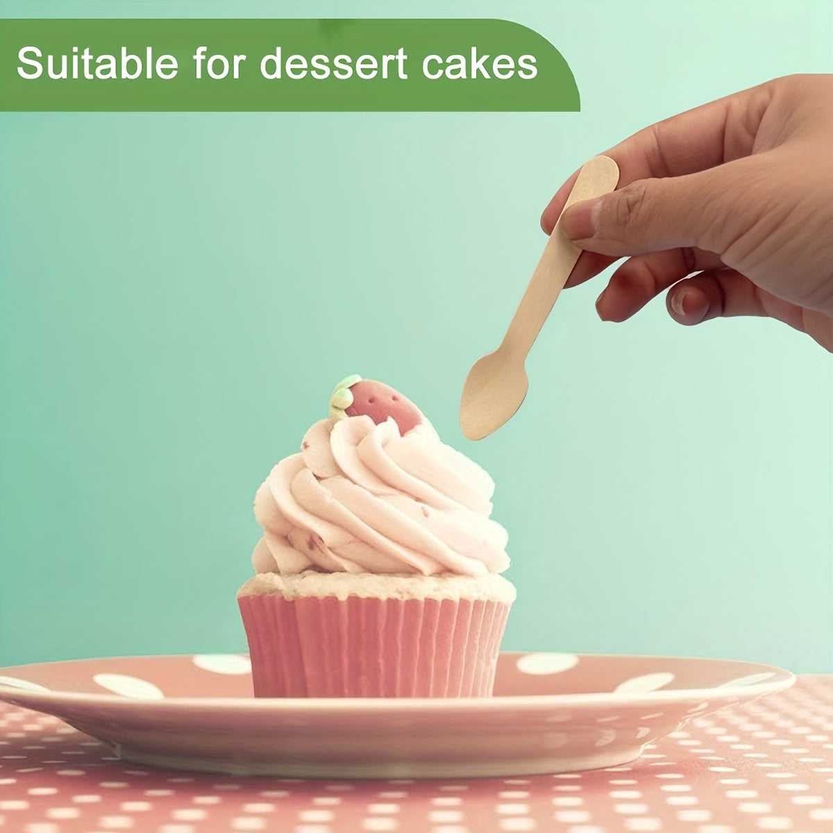 100 Eco-Friendly Disposable Birch Spoons for Cake Ice Cream Dessert