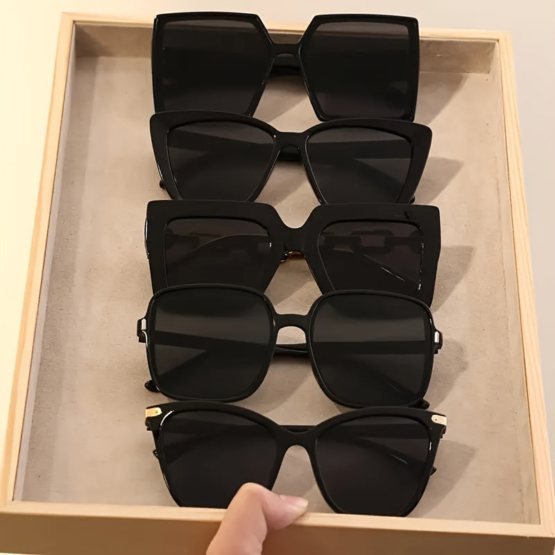 Women's Black Decorative Glasses Set Polycarbonate Frame Y2K Fashion