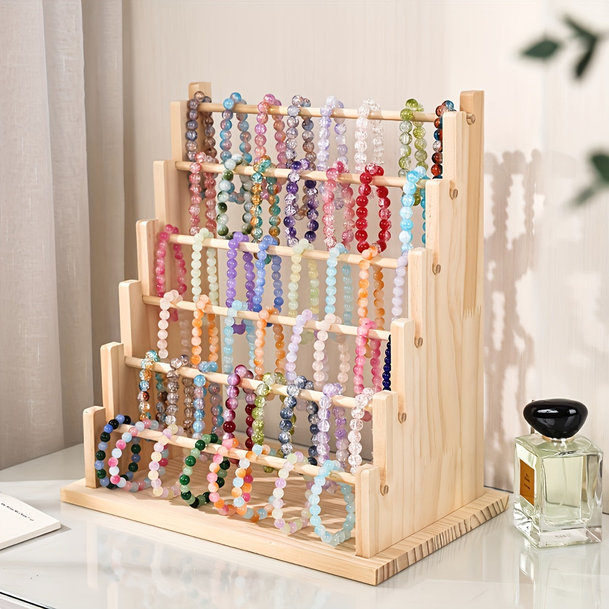 Wooden Jewelry Display Stand for Necklaces Bracelets Earrings Anklets Organizer Rack