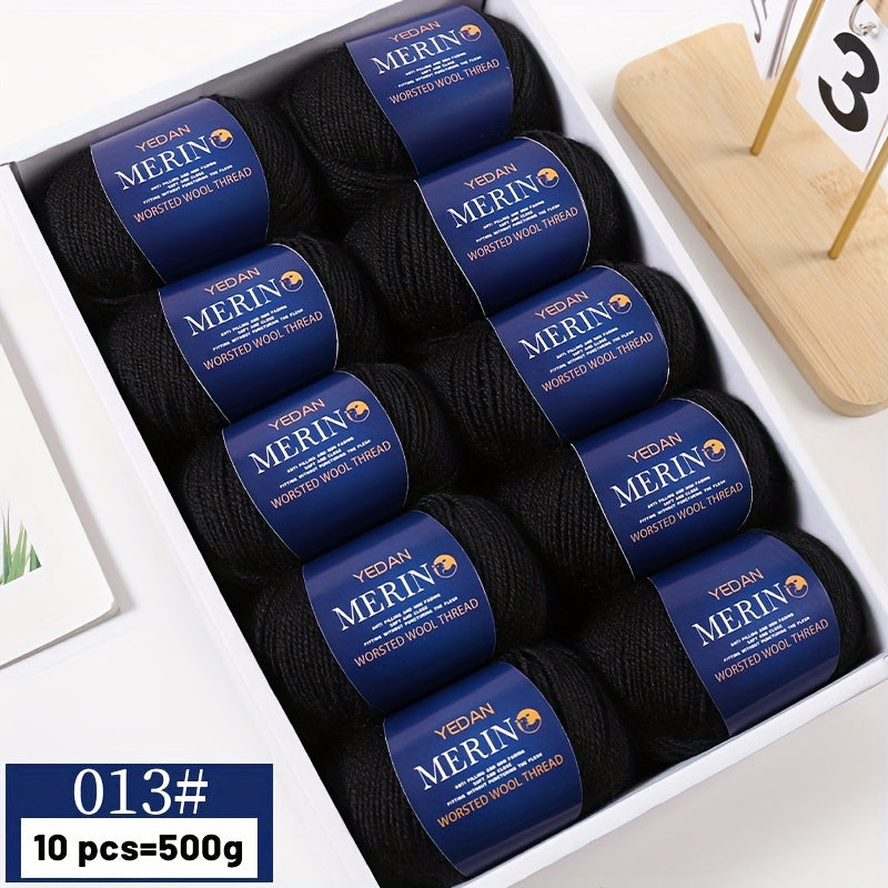 10 piezas de hilo de lana 500g multicolor en degradé, anti-pilling, suave para tejer accesorios de moda