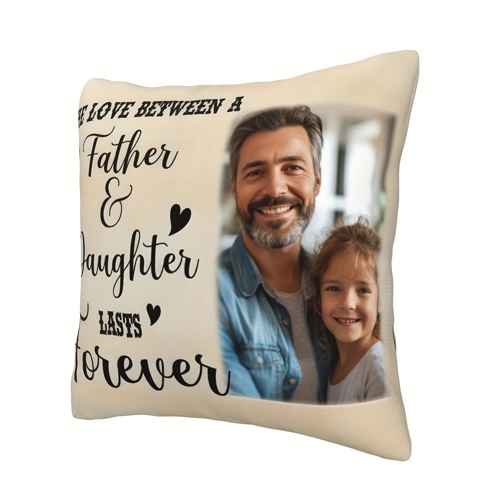 Custom Father Daughter Photo Pillowcase Soft Polyester Gift for Dad Home Decor