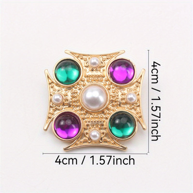 Vintage Resin Enamel Brooch Pin for Women Stylish Baroque Jewelry Gift