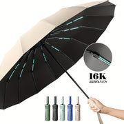 Large Automatic Windproof Umbrella 16K Double Ribs Portable Rain Sun UV Blocking
