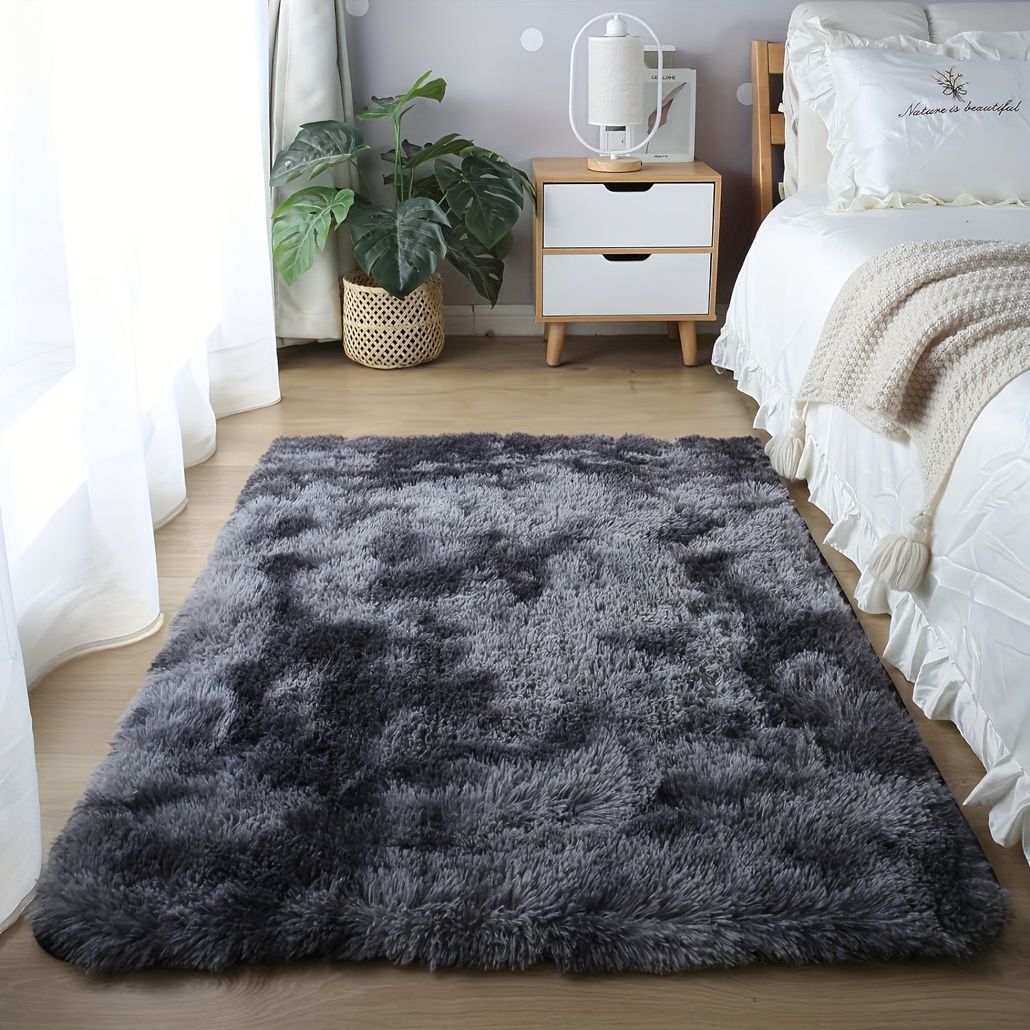 Soft Plush Drum Carpet Area Rug Non-Slip Washable Fabric Bedroom Living Room Dorm Decor