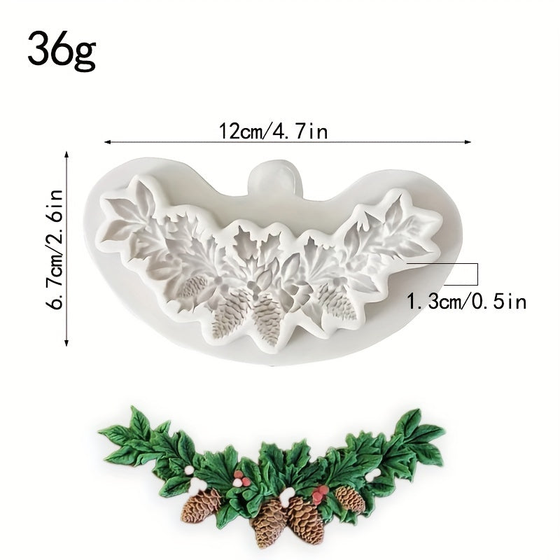 Silicone Christmas Wreath Mold 3D Resin Candy Fondant Cake Decorating Tool