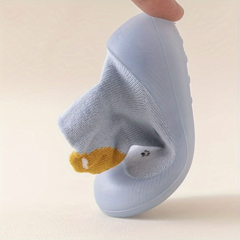 Bola va bolalar uchun, ko‘k, sariq, pushti va jigarrang ranglarda, qattiq tormoq bilan yopiladigan, bolalar va bolalar uchun sirpanmaydigan rezina tagli oyoq kiyimlari