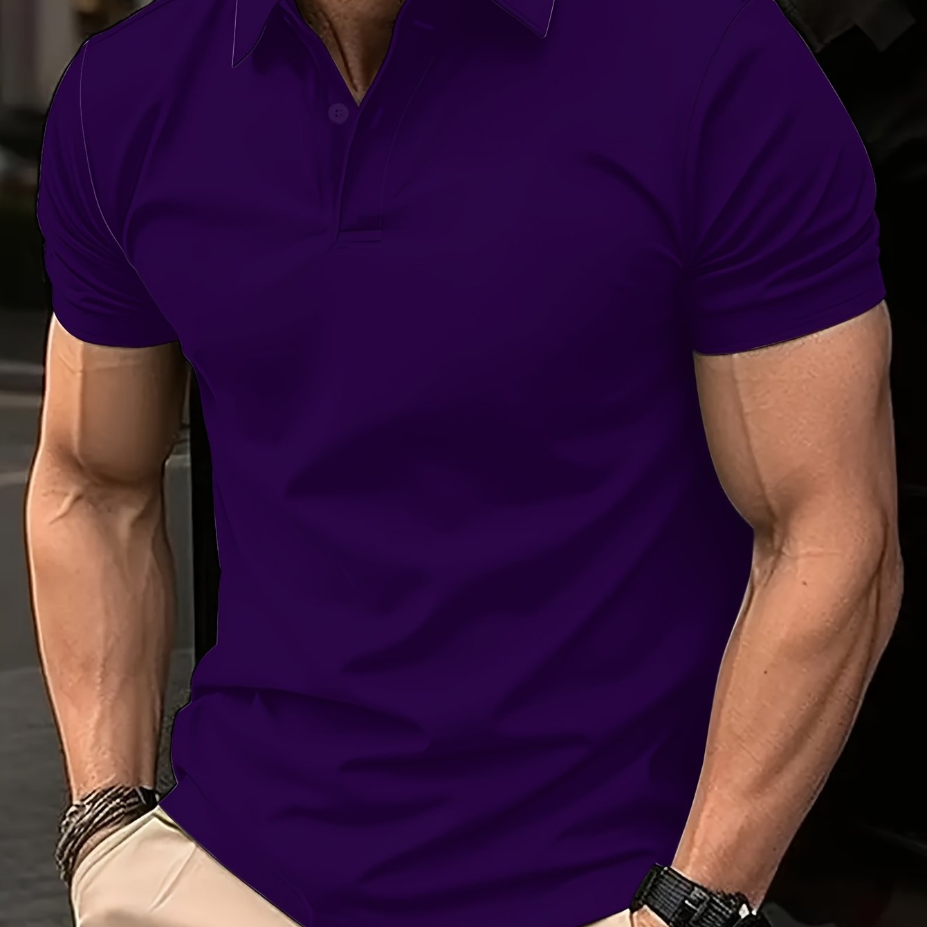 Camisa de manga corta para hombre en poliéster casual en negro, gris y blanco