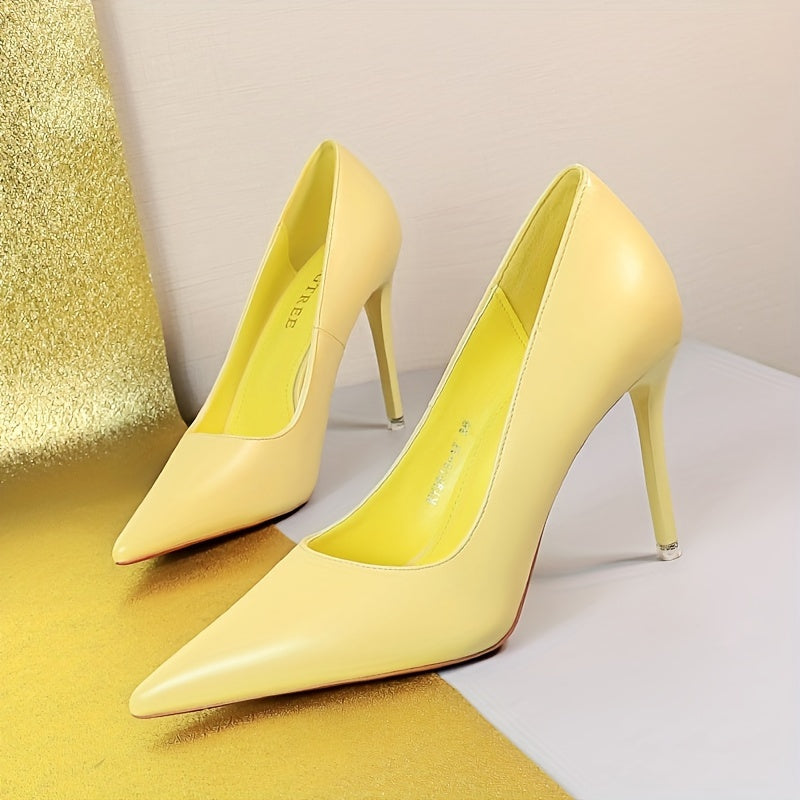 Women's Solid Color Pointed Toe Stiletto Heels Slip-On Ultrahigh Heel