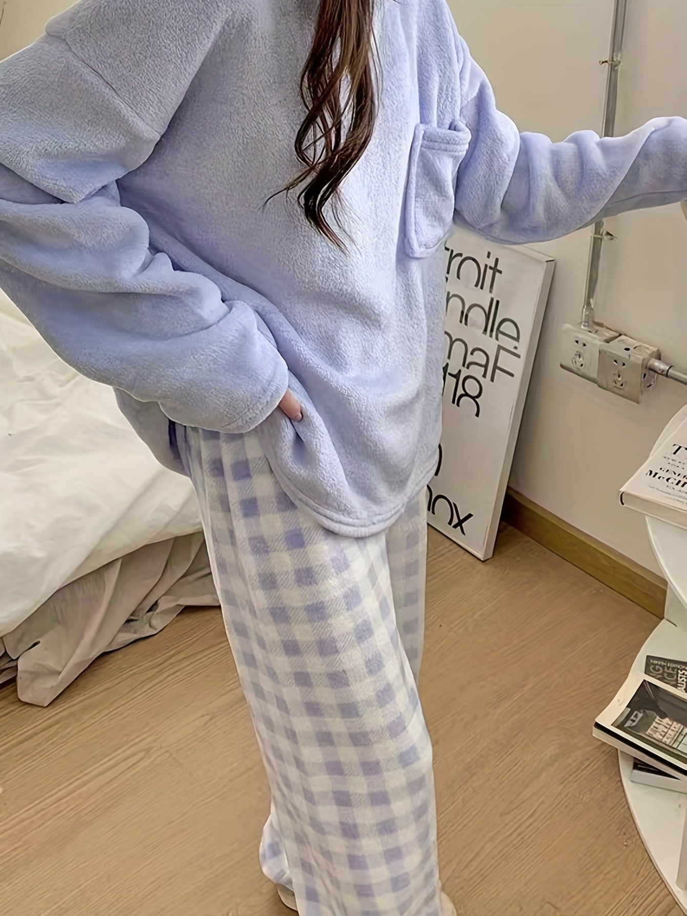 Teen Velvet Plaid Pajama Set for Winter Cozy Sleepwear