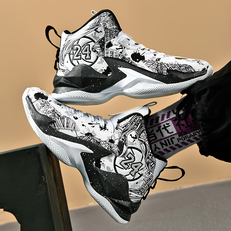 Erkaklar uchun yuqori to'plangan basketbol krossovkalari - qulay, sirpanmaydigan, mustahkam bog'ichli, barcha mavsumlar uchun.