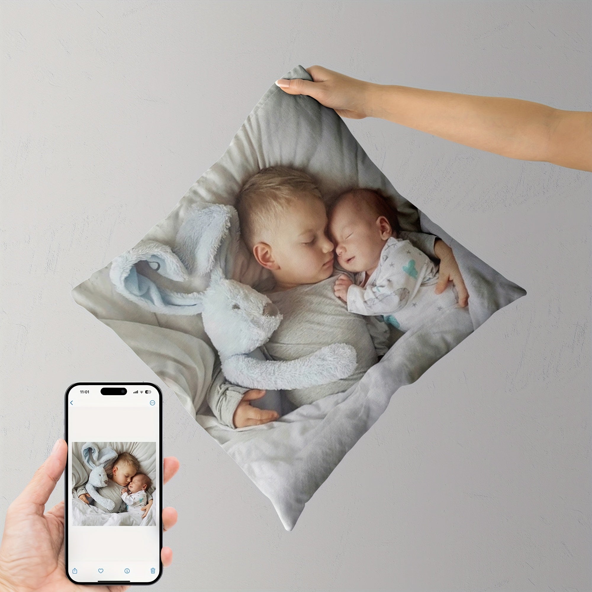 Personalized Family Photo Pillowcase 45.72x45.72 cm Polyester Plush Single-Sided Print