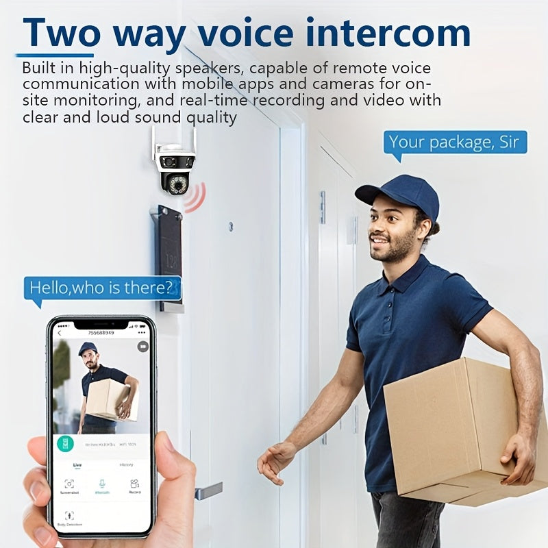 1080P HD Wi-Fi Aqlli Uy Xavfsizlik Kamerasi, 360° PTZ Kechqurun Ko‘rish va Harakat Signalizatsiyasi bilan