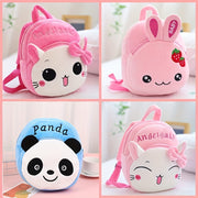 Kids' Plush Animal Backpack Set with Zipper Closure for Ages 3 and Up Bunny Panda Cat