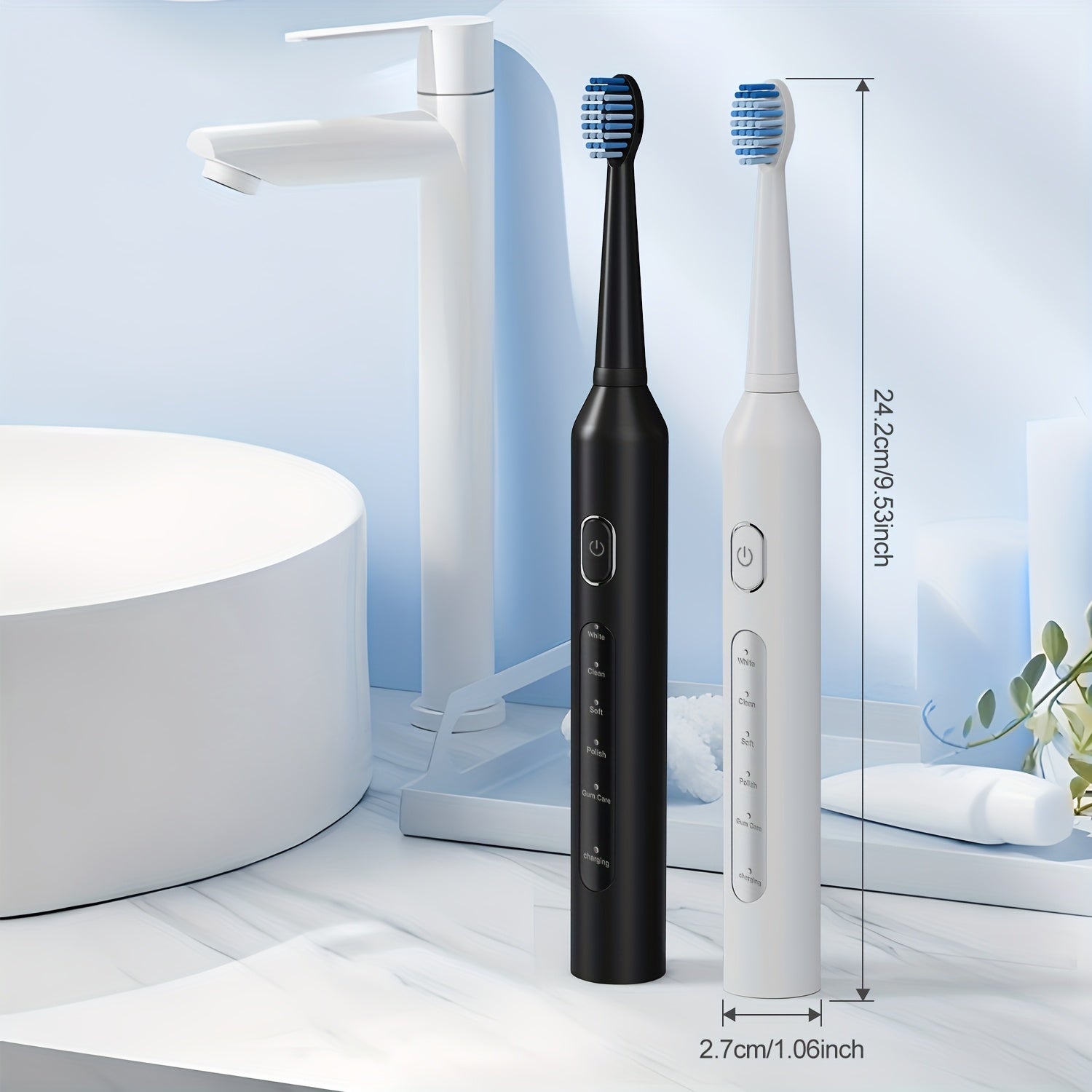 Electric Toothbrush for Adults and Seniors Ultrasound with 8 Replaceable Heads