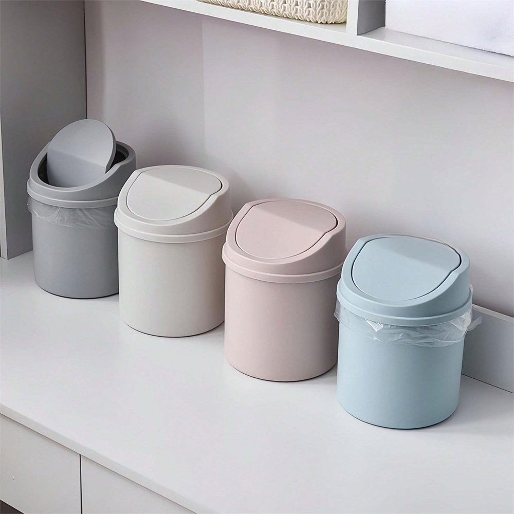 Desktop Trash Can with Flip-Top Lid Compact Office and Home Use