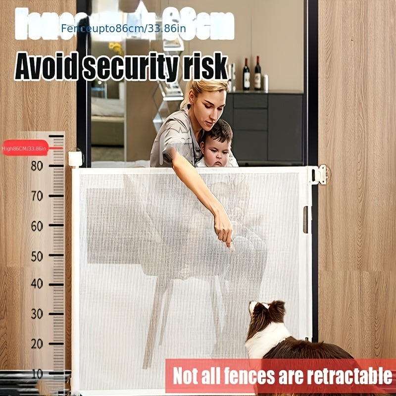 Baby Safety Gate Retractable Mesh Barrier for Babies and Children Sturdy ABS Plastic