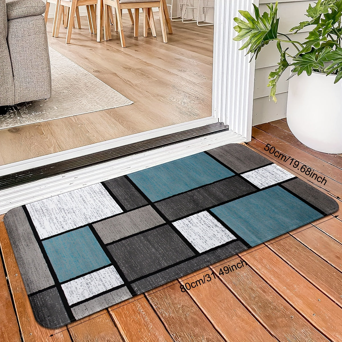 Alfombra de suelo de cocina de poliéster resistente a las manchas y antideslizante con diseño geométrico para cocina y sala de estar