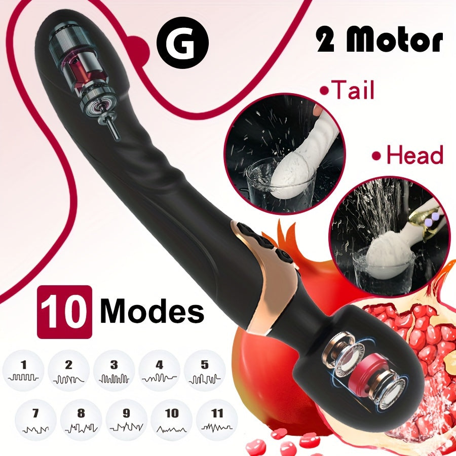 Women Silicone Dual Motor Vibrator with 10 Modes G-Spot Stimulator