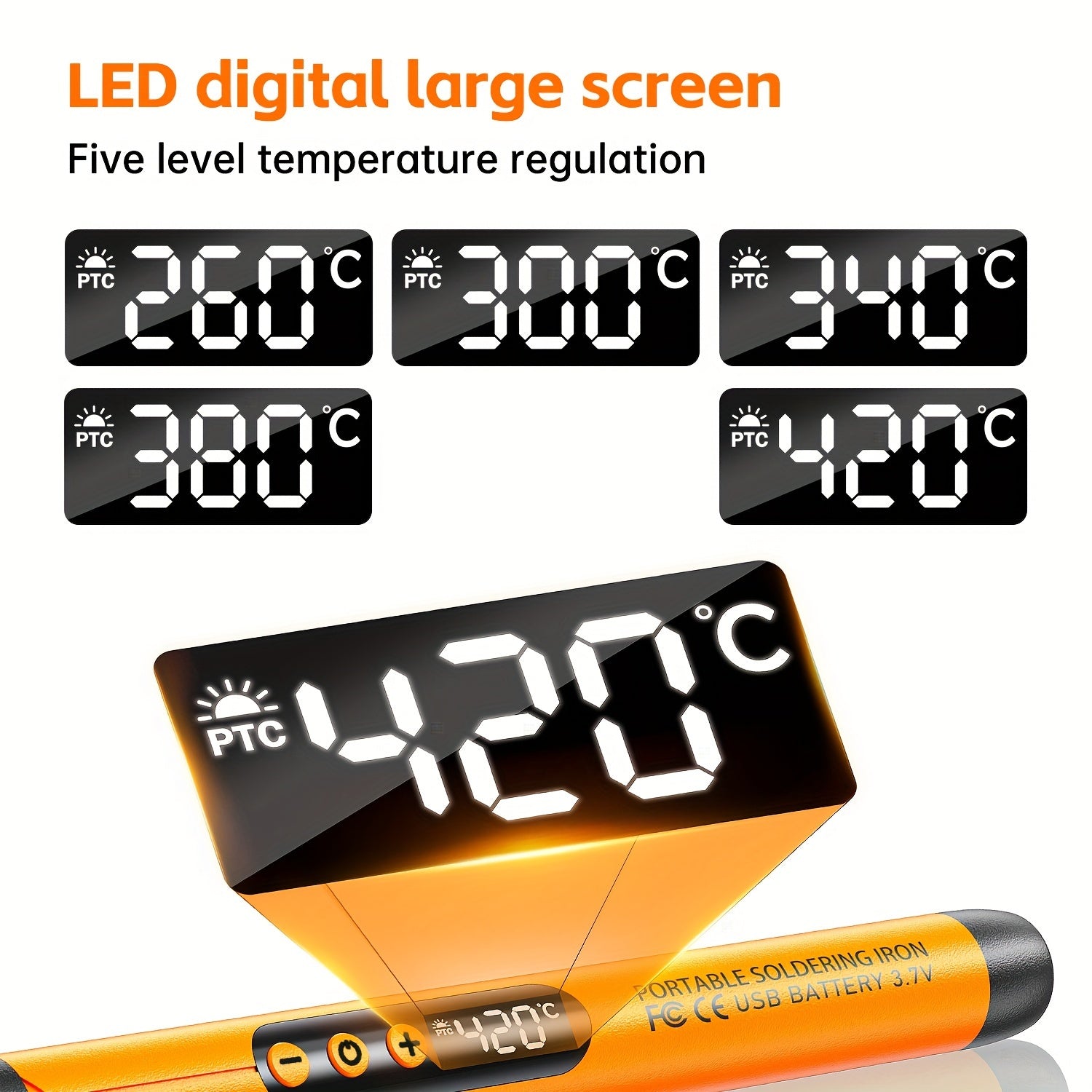 USB Soldering Iron with LCD Display Adjustable Temperature Rechargeable Lithium Battery