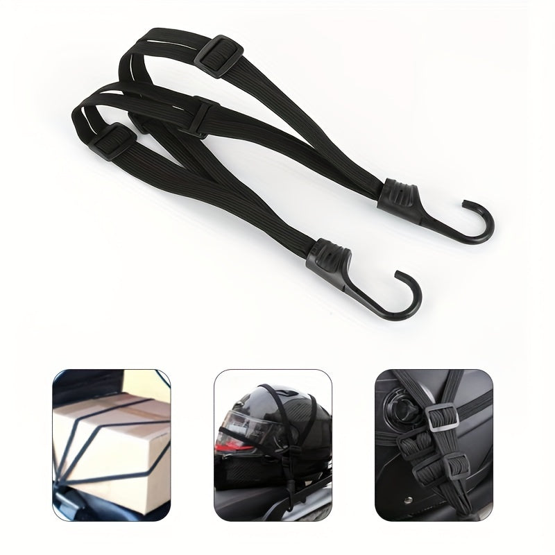 Motorcycle Helmet Strap Black 60cm Elastic Luggage Securing Rope with Buckle