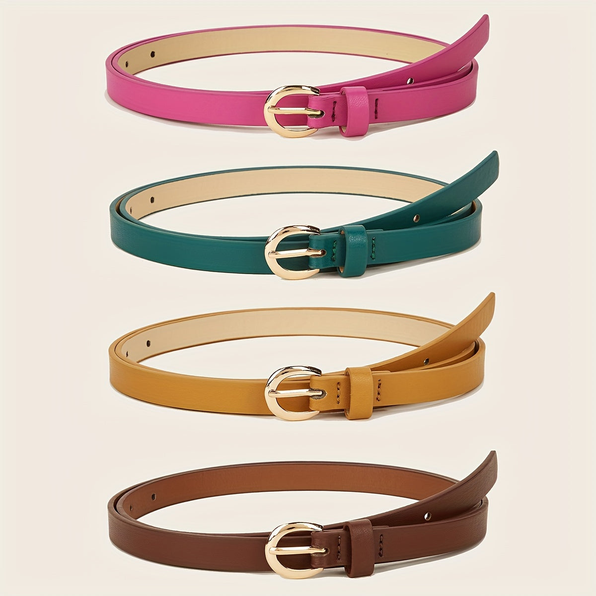 Women's PU Leather Belt with Needle Buckle for Casual Jeans in Solid Colors
