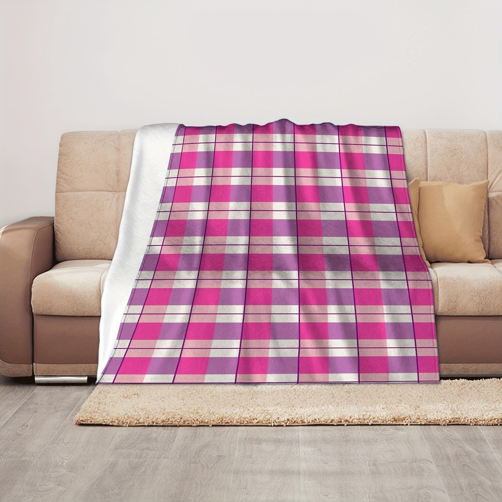 Vintage Plaid Flannel Fleece Throw Blanket with Mixed Colors for All Seasons