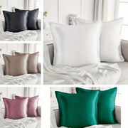 Set of 2 Satin Pillowcases with Zipper Closure, Gentle on Hair and Skin