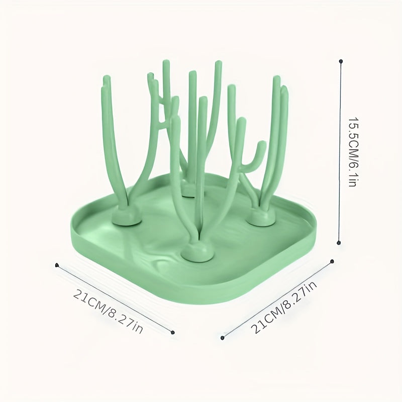 Green Portable Drying Rack with Removable Stand and Bottle Holder
