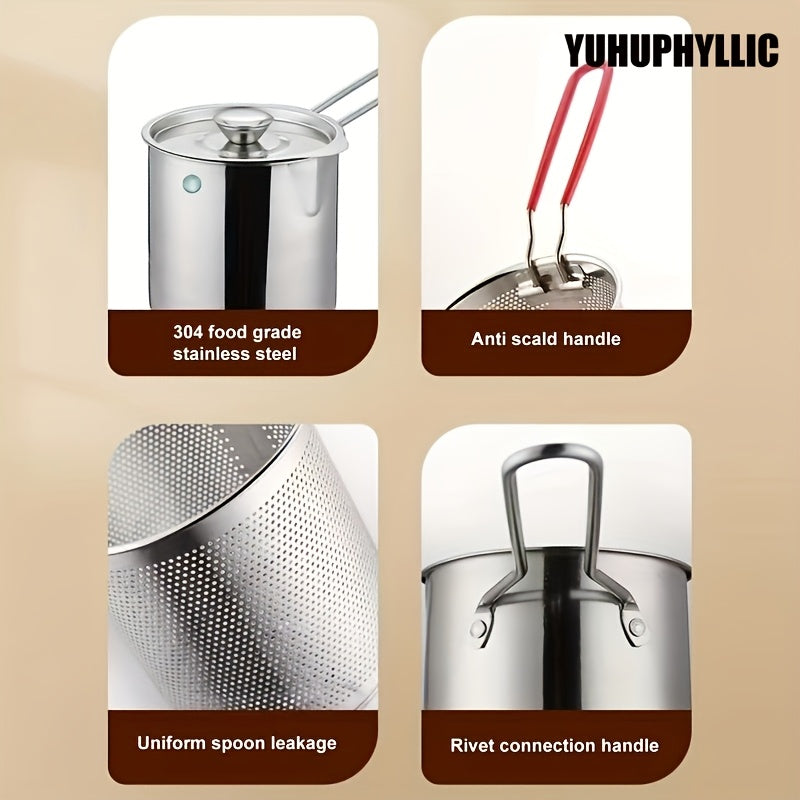 Freidora de acero inoxidable con soporte para filtro para papas fritas crujientes, pescado, pollo