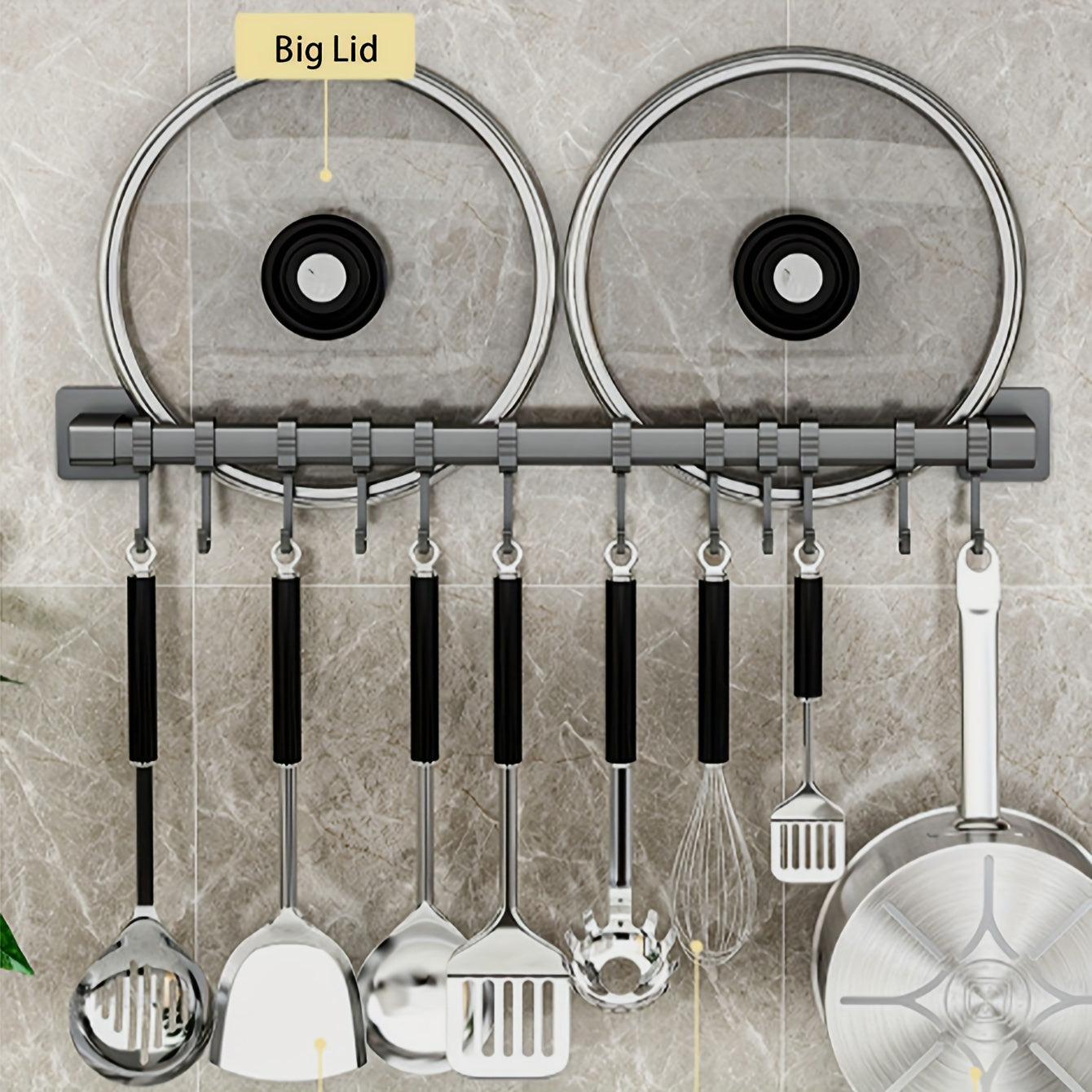Wall-Mounted Kitchen Organizer with Spatula Hook for Utensils and Bathroom Essentials