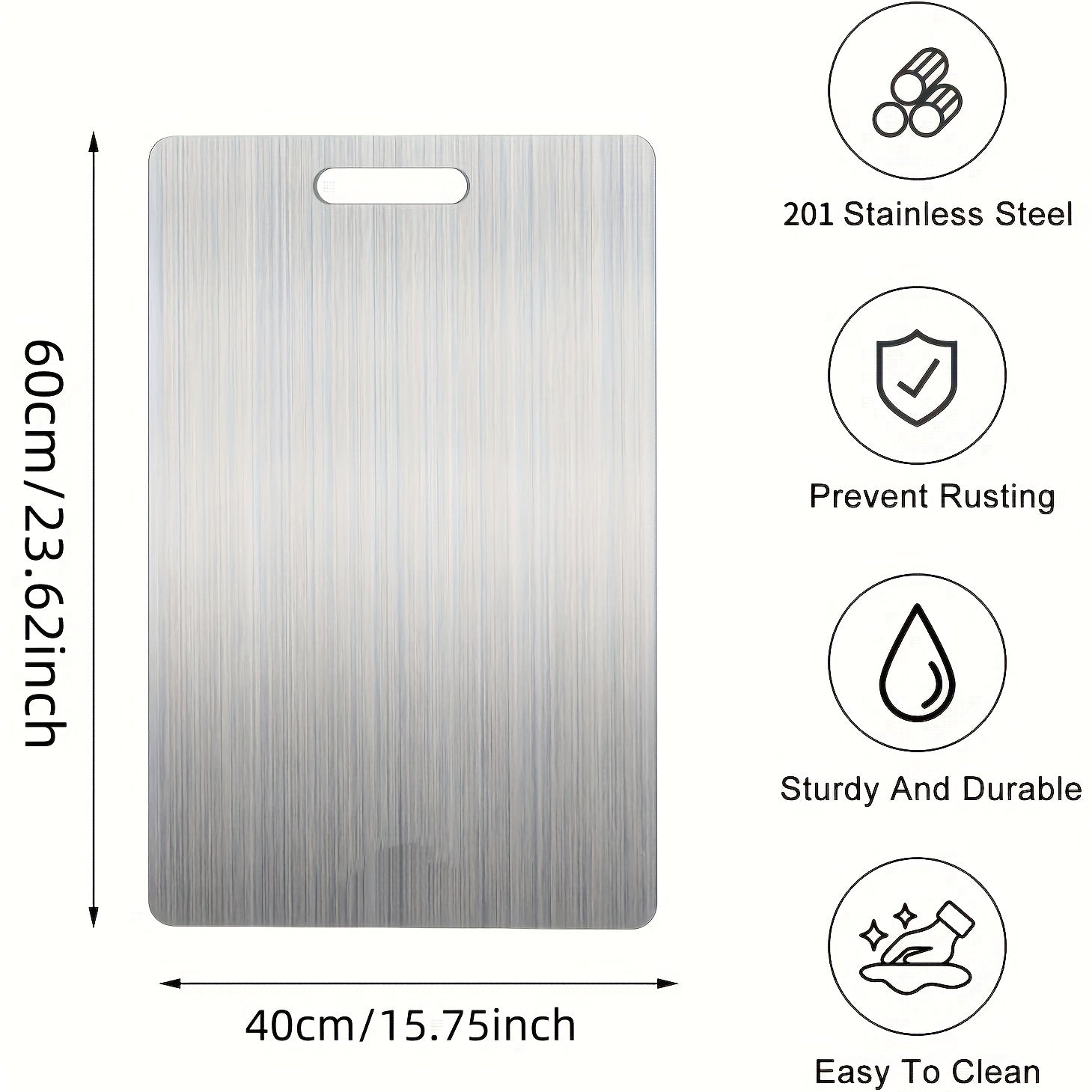 Stainless Steel Double-Sided Cutting Board for Food Prep and Dough Kneading