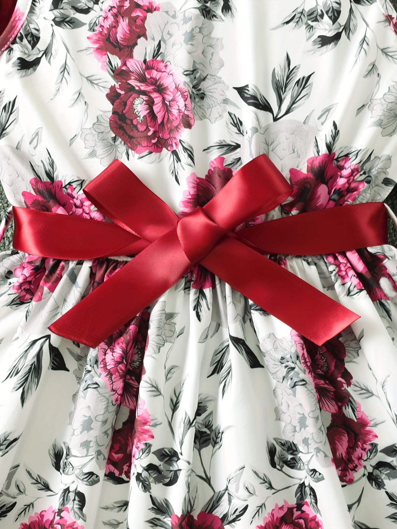 Girls' 2-Piece Floral Dress and Cardigan Set for Girls Over 3 Years Spring Fall