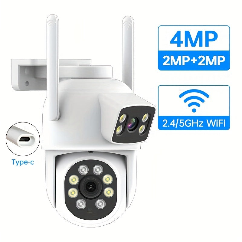 4MP WiFi Security Camera with Dual Lenses Pan Tilt Night Vision Human Tracking