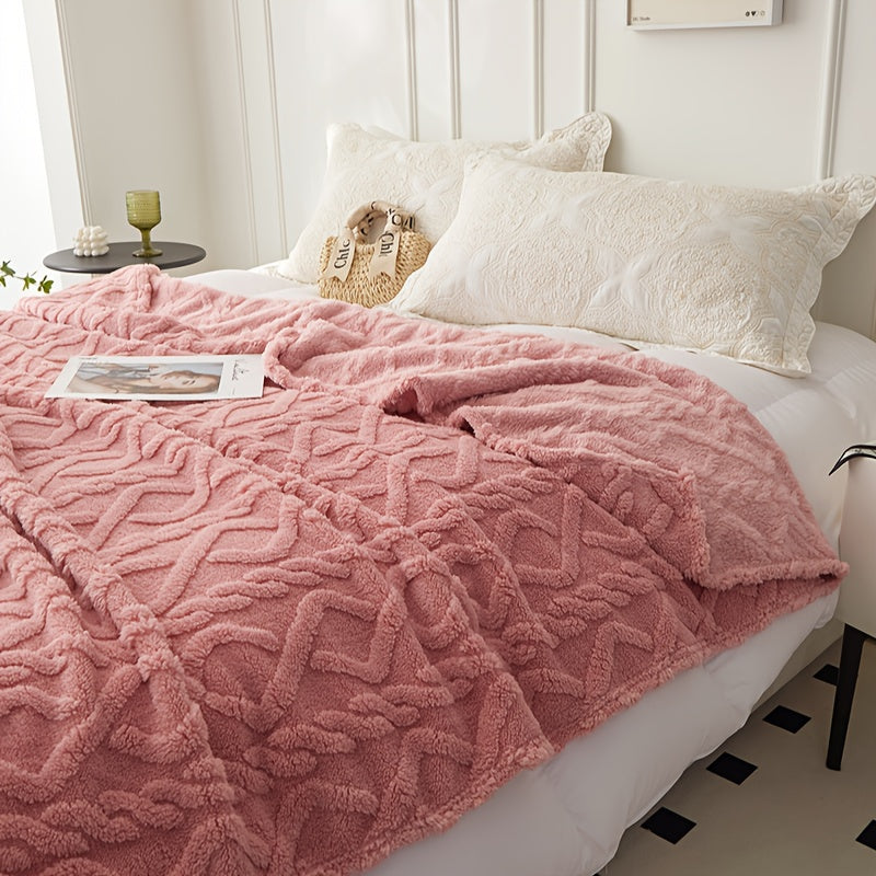 Plaid Taffeta Throw Blanket Polyester Diamond Pattern Lightweight Knit All-Season