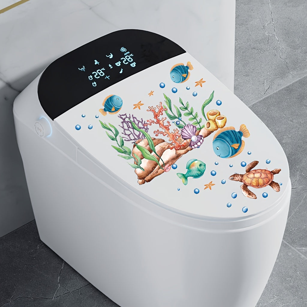 Toilet Sticker Set with Lid, Tank, and Wall Decals for Bathroom Decor