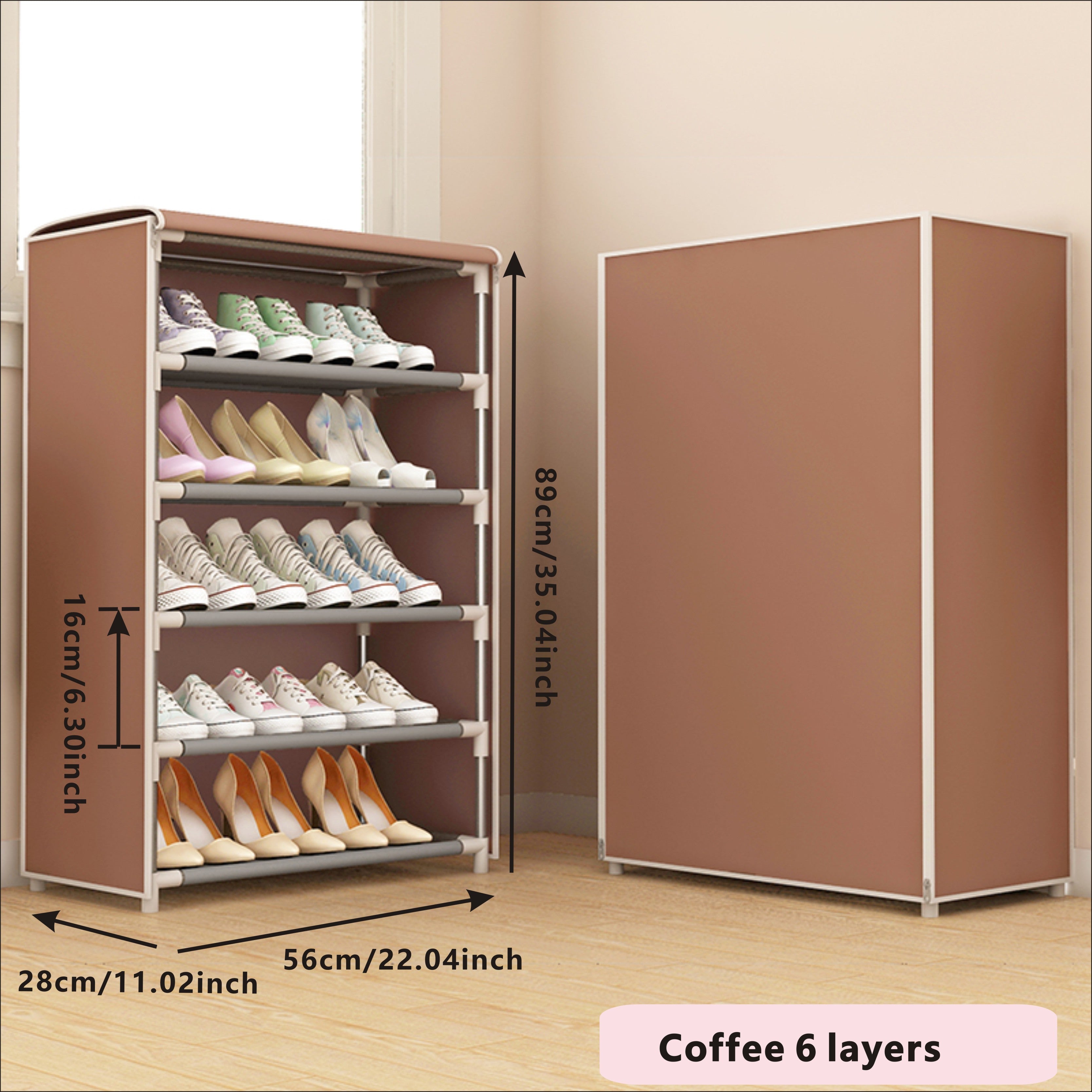 Durable Shoe Storage Cabinet with Fabric Zipper Cover for Hallways and Closets