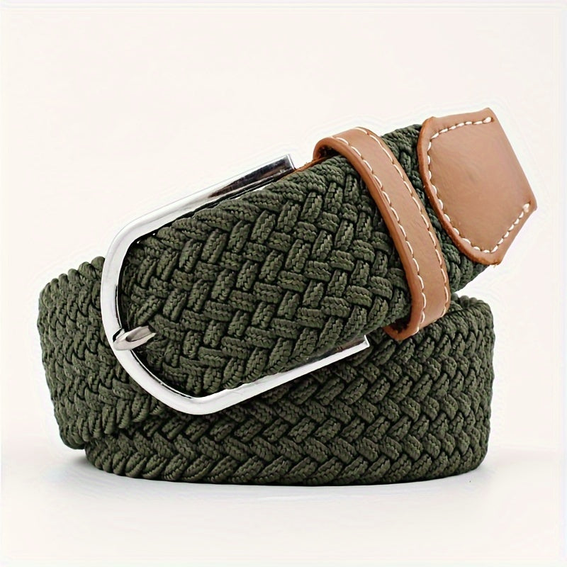 Women's Braided Elastic Belt with Woven Design for Golf and Casual Wear