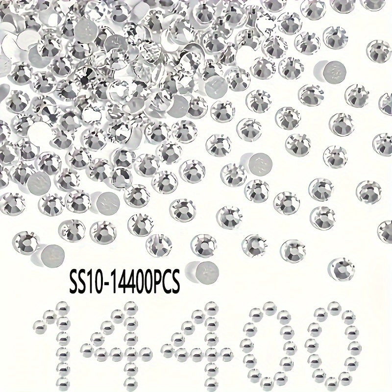 14400 Shisha Kristalli Flatback Rhinestones uchun Tirnoq San'ati, kiyim-kechak, poyabzal, sumkalar SS3 dan SS34 gacha