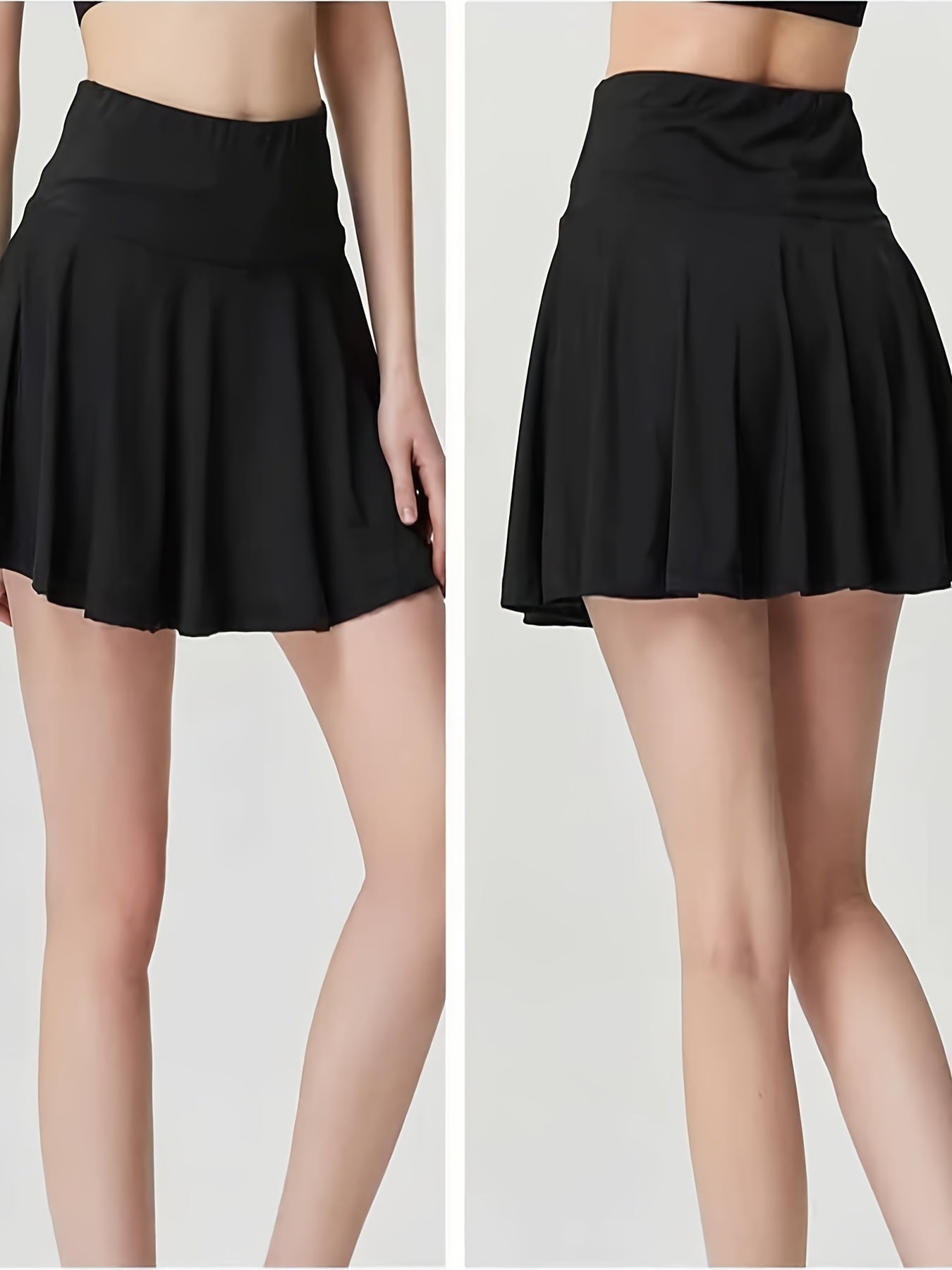 Plus Size Women's Casual Shorts with Pockets Black Summer Running Skirt
