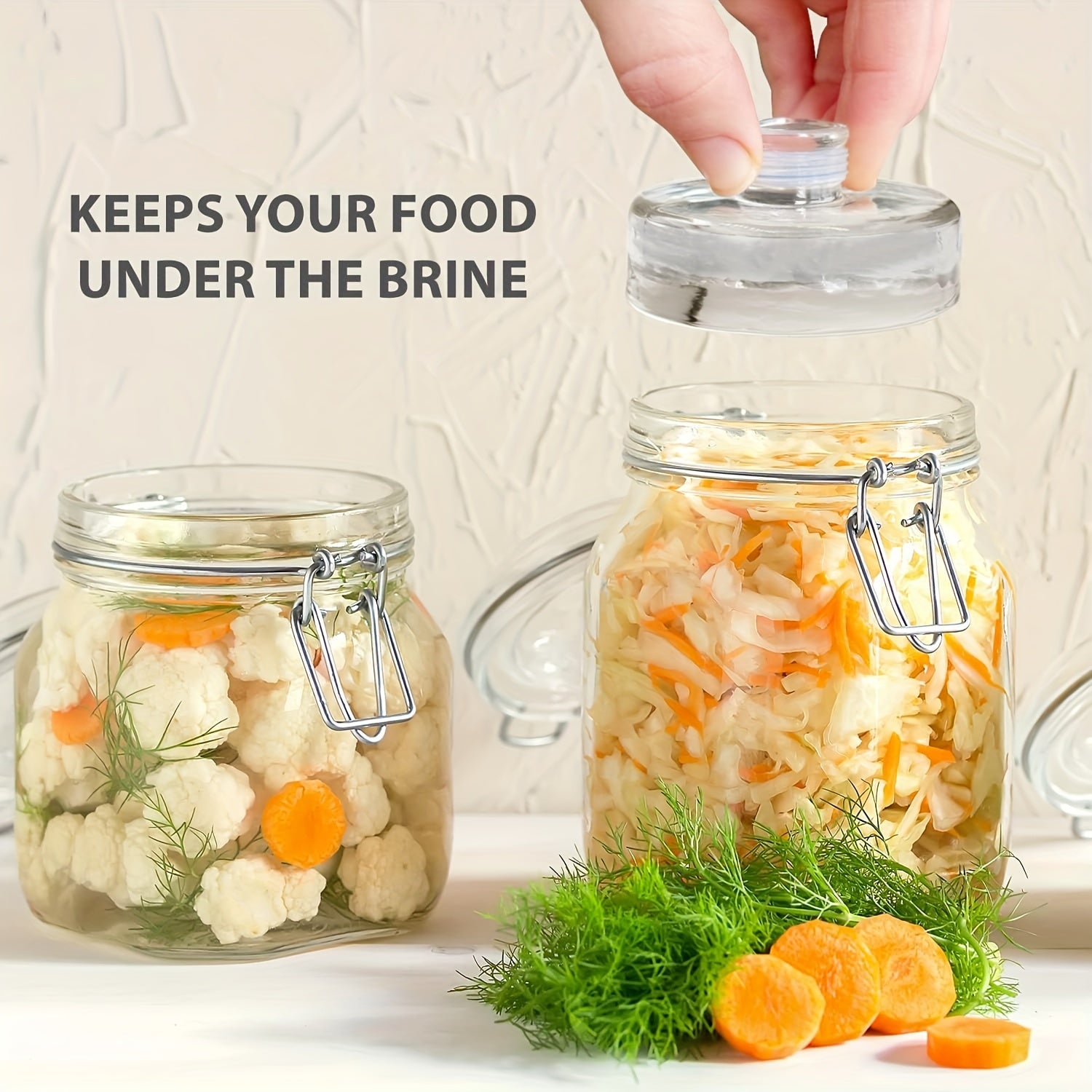 Glass Fermentation Weights with Handles for Wide Mouth Mason Jars Pack of 4