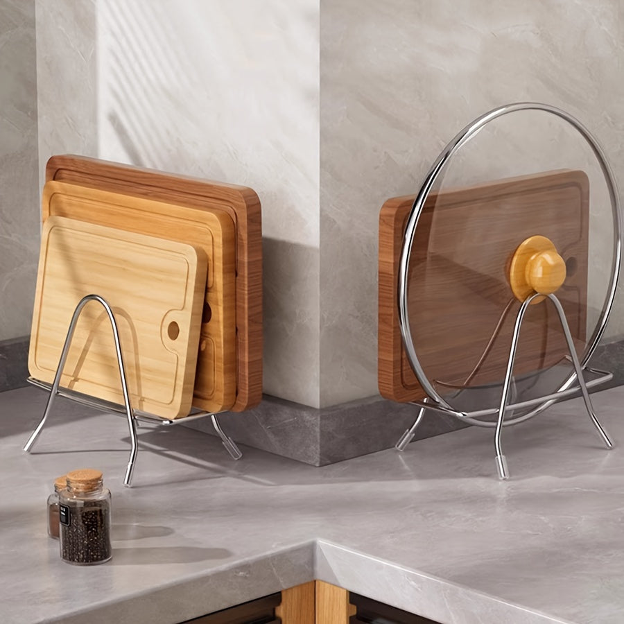 Organizador de soporte para tapas de cocina, cuchillos y tablas de cortar, acero inoxidable