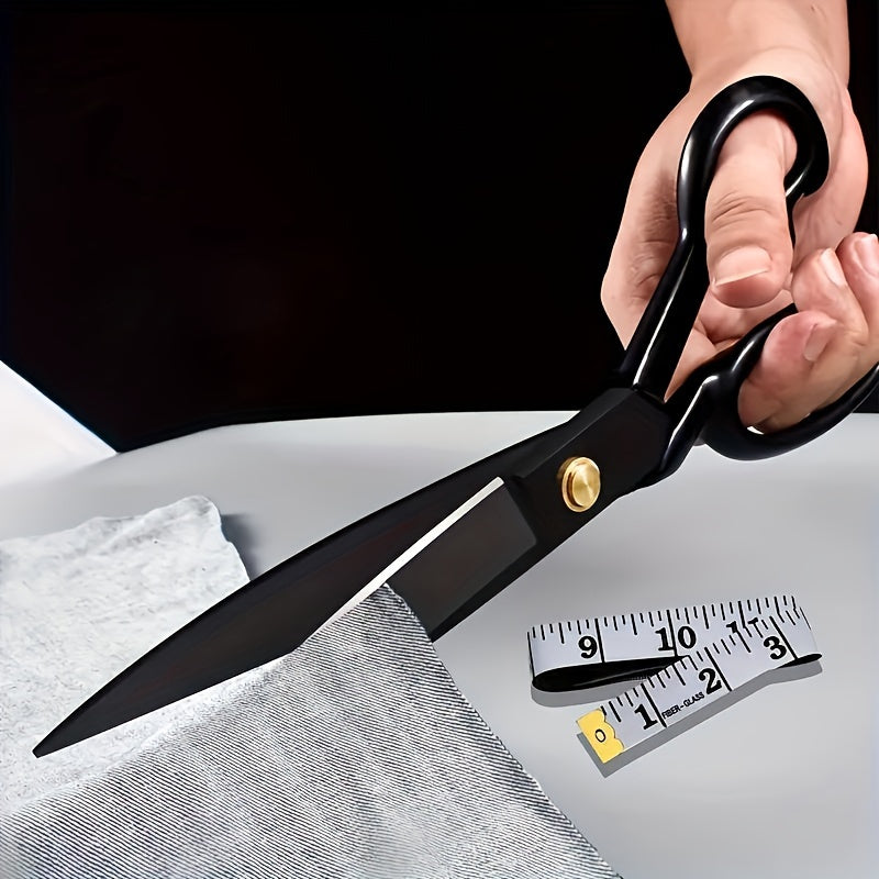 High Carbon Steel Tailor's Scissors for Fabric Cutting Right-Handed Ergonomic Black Handles