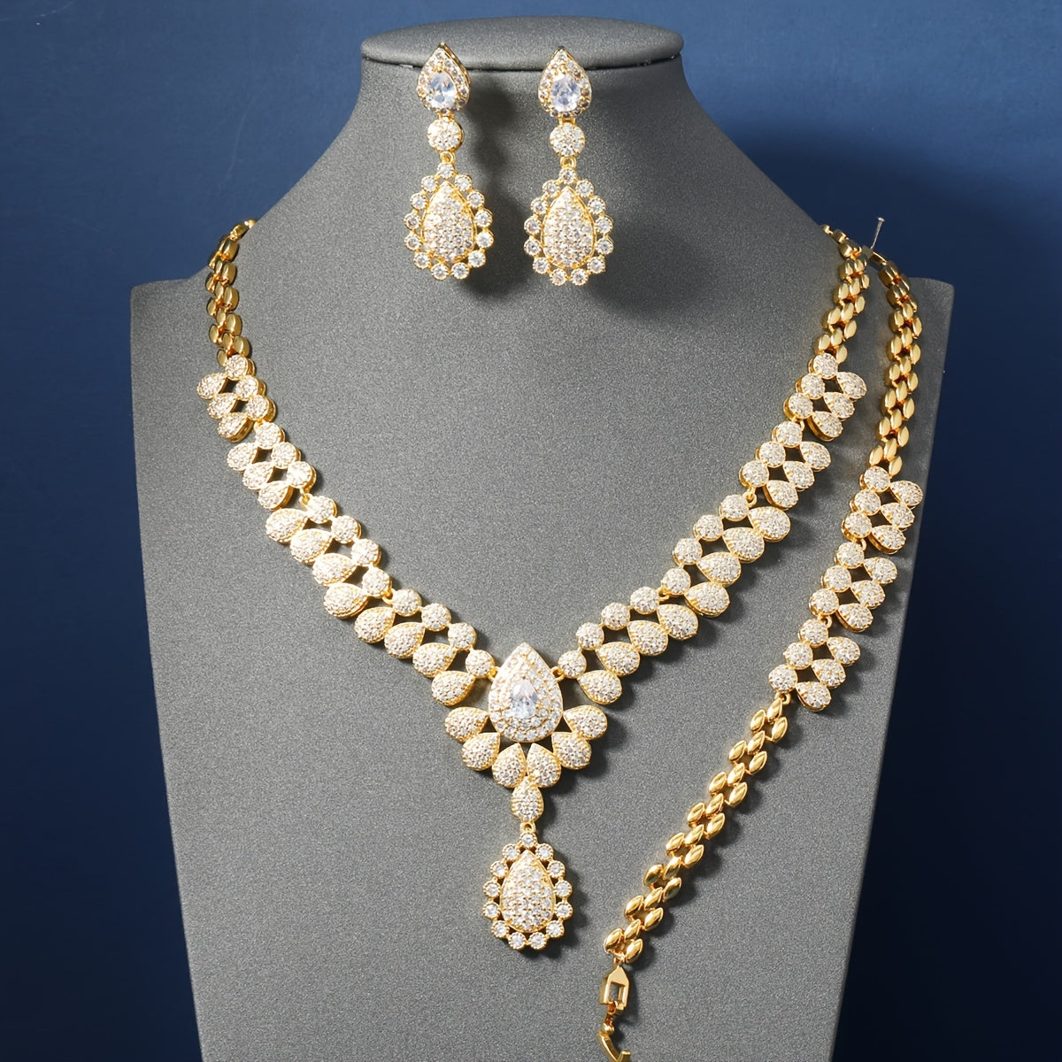 Women's Jewelry Set Copper Zirconia Middle Eastern Style Necklace Bracelet Earrings