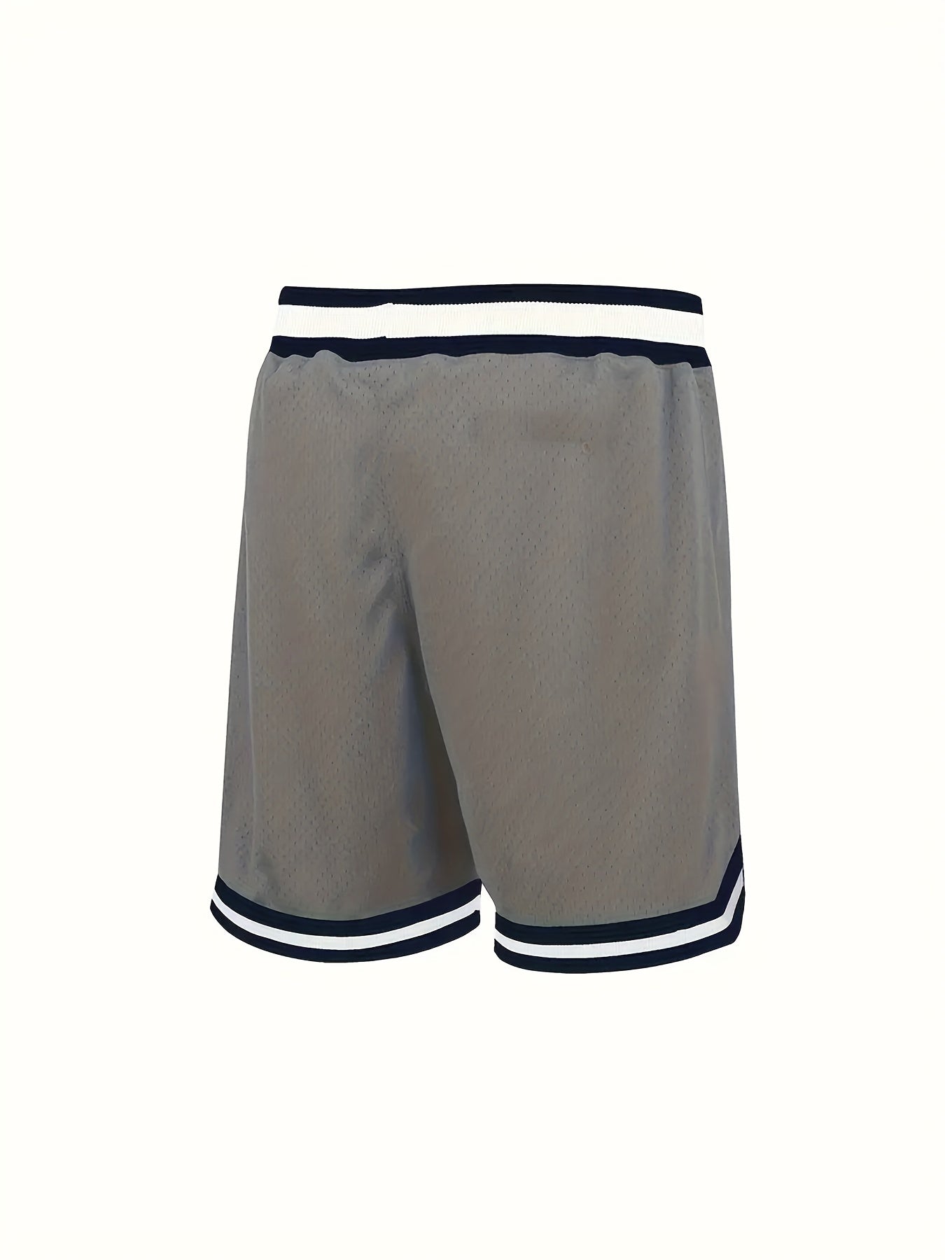 Vintage Style Embroidered Basketball Shorts Polyester Knit Regular Fit Plus Size